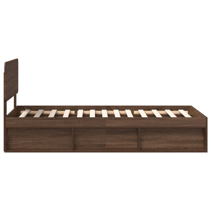 Bed Frame with Headboard Brown Oak 100 x 200 cm Solid Pine Wood