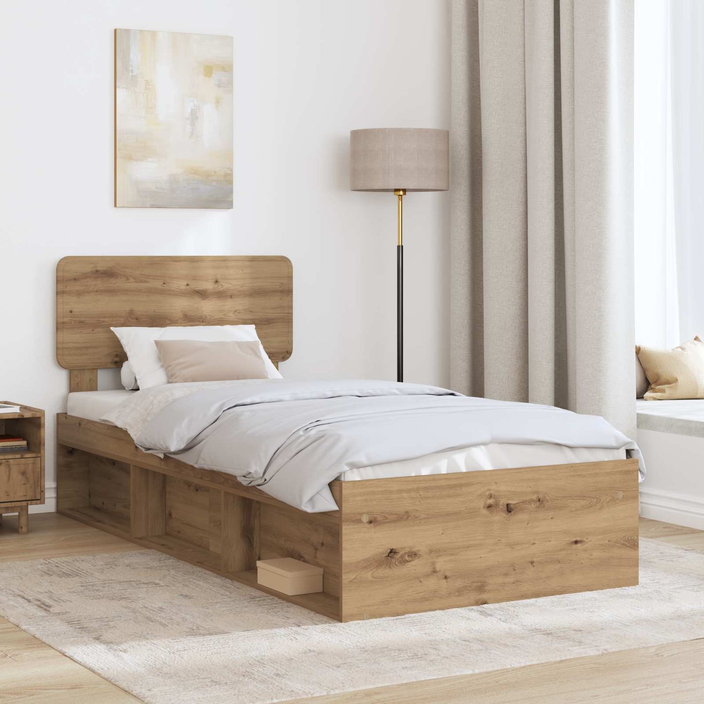 Bed Frame Artisian Oak 100 x 200 cm Solid Pine Wood