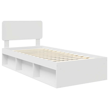Bed Frame with Headboard White 90 x 200 cm Solid Pine Wood