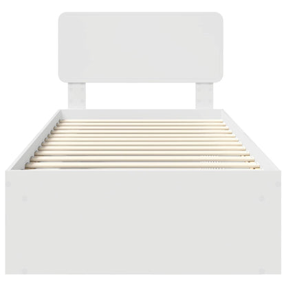 Bed Frame with Headboard White 90 x 200 cm Solid Pine Wood