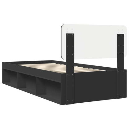 Bed Frame with Headboard Black 90 x 200 cm Solid Pine Wood