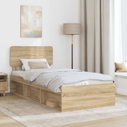 Bed Frame with Headboard Sonoma Oak 90 x 200 cm Solid Pine Wood