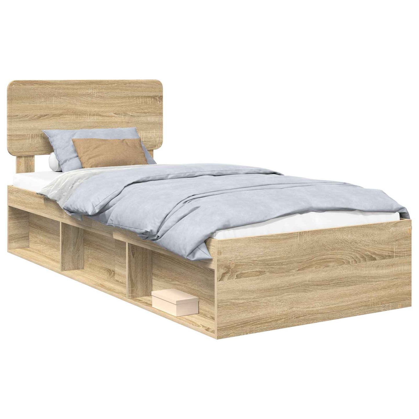 Bed Frame with Headboard Sonoma Oak 90 x 200 cm Solid Pine Wood