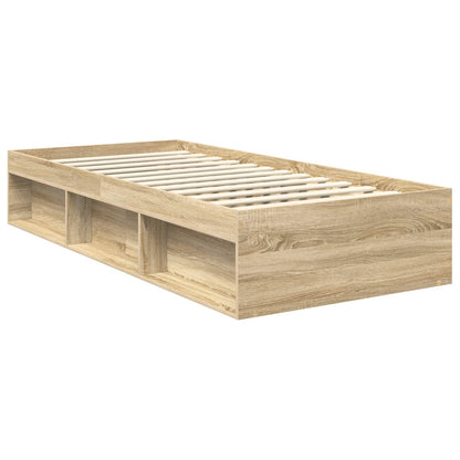 Bed Frame with Headboard Sonoma Oak 90 x 200 cm Solid Pine Wood