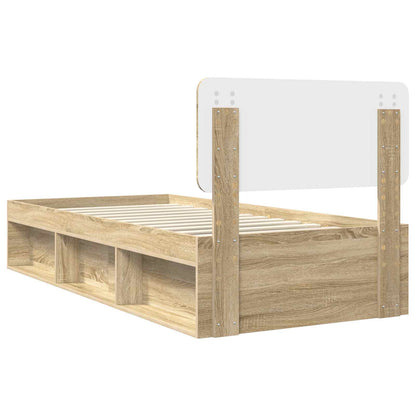 Bed Frame with Headboard Sonoma Oak 90 x 200 cm Solid Pine Wood