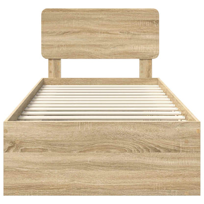 Bed Frame with Headboard Sonoma Oak 90 x 200 cm Solid Pine Wood
