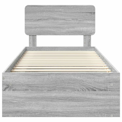 Bed Frame Grey Sonoma 90 x 200 cm Solid Pine Wood