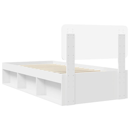 Bed Frame with Headboard White 90 x 190 cm Solid Pine Wood