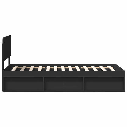 Bed Frame with Headboard Black 90 x 190 cm Solid Pine Wood