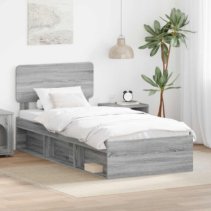 Bed Frame Grey Sonoma 90 x 190 cm Solid Pine Wood