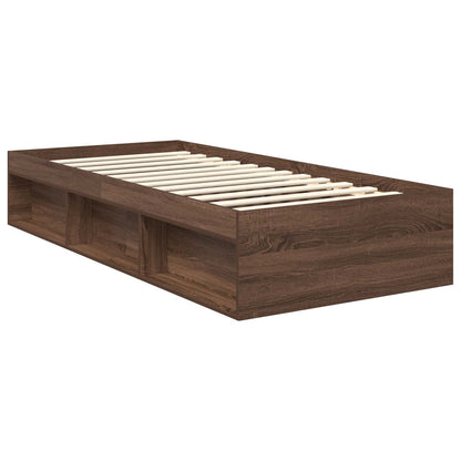 Bed Frame with Headboard Brown Oak 90 x 190 cm Solid Pine Wood