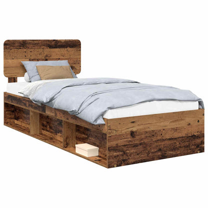 Bed Frame with Headboard Old Wood 90 x 190 cm Solid Pine Wood