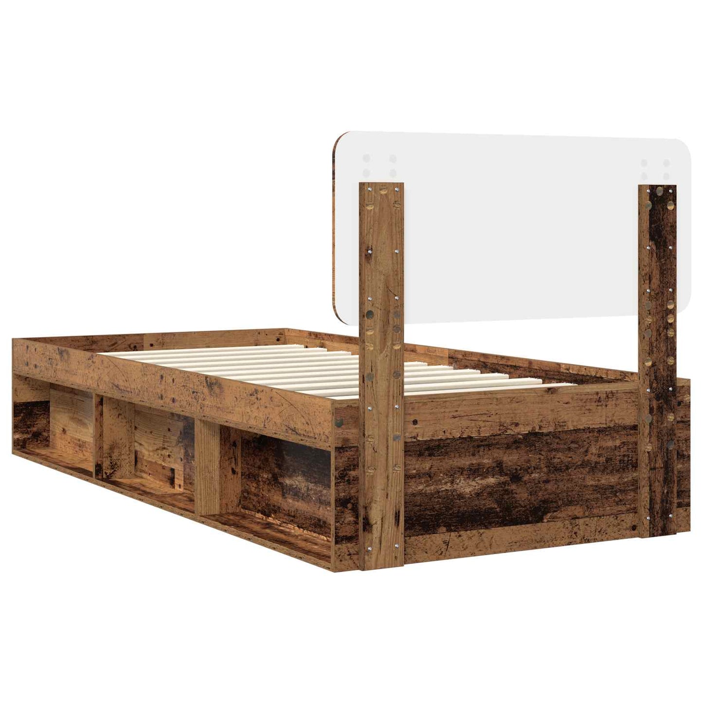 Bed Frame with Headboard Old Wood 90 x 190 cm Solid Pine Wood