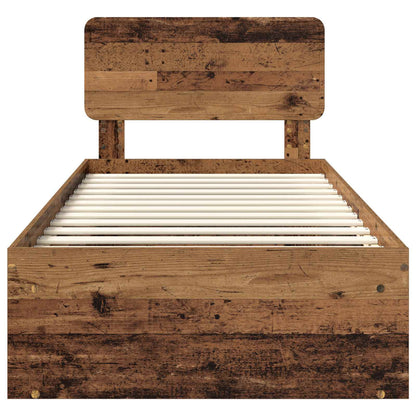 Bed Frame with Headboard Old Wood 90 x 190 cm Solid Pine Wood