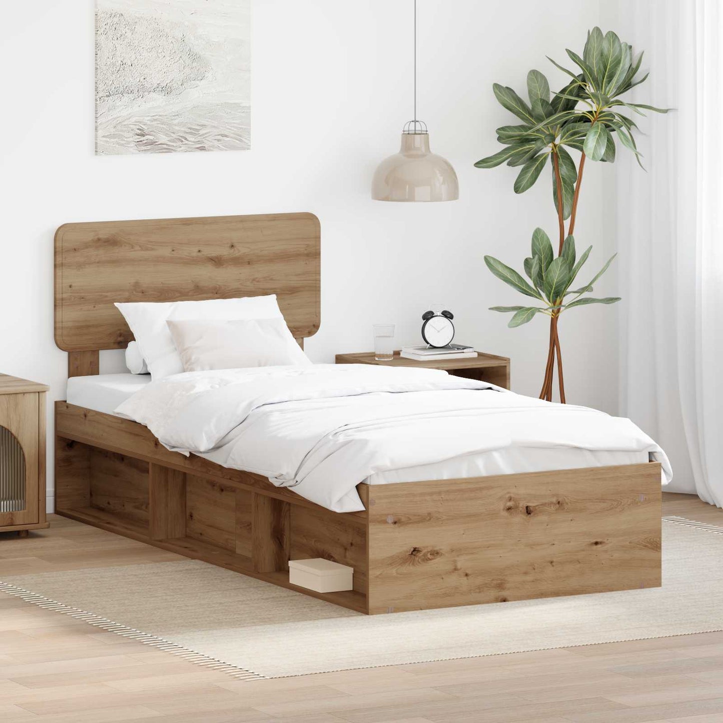 Bed Frame Artisian Oak 90 x 190 cm Solid Pine Wood