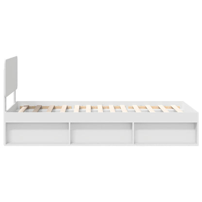 Bed Frame with Headboard White 75 x 190 cm Solid Pine Wood