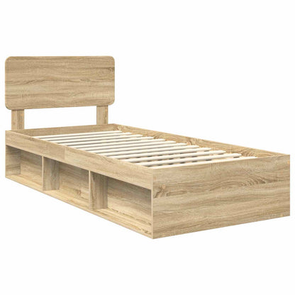 Bed Frame with Headboard Sonoma Oak 75 x 190 cm Solid Pine Wood
