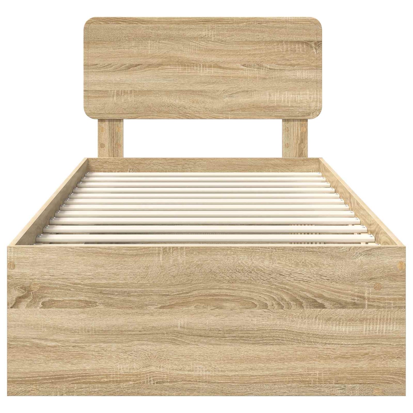 Bed Frame with Headboard Sonoma Oak 75 x 190 cm Solid Pine Wood