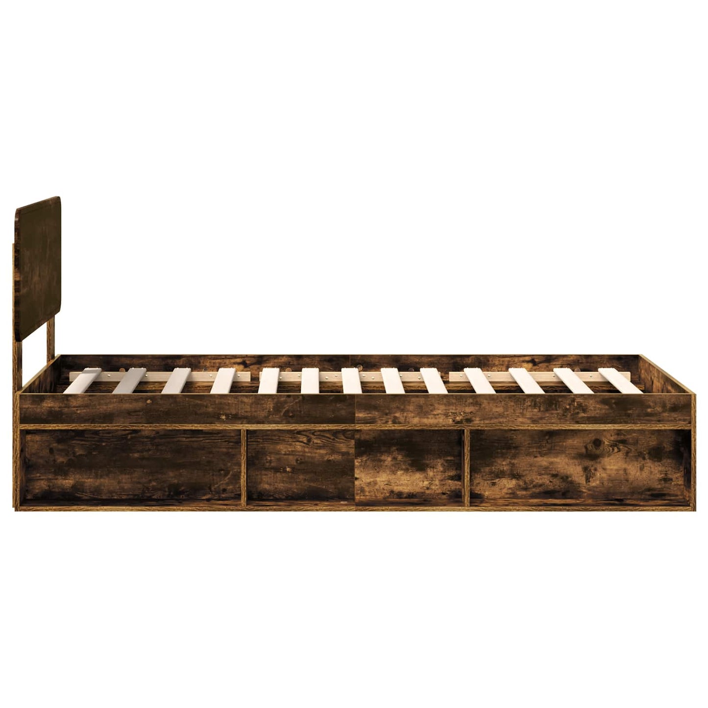 Bed Frame with Headboard Smoked Oak 75 x 190 cm Solid Pine Wood