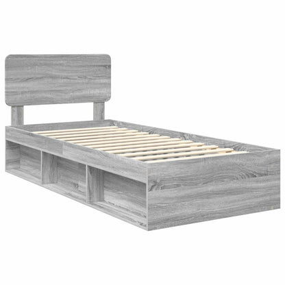 Bed Frame Grey Sonoma 75 x 190 cm Solid Pine Wood