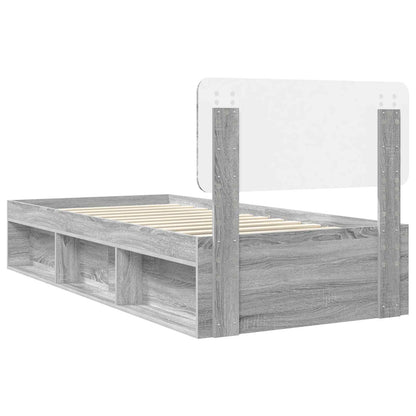 Bed Frame Grey Sonoma 75 x 190 cm Solid Pine Wood