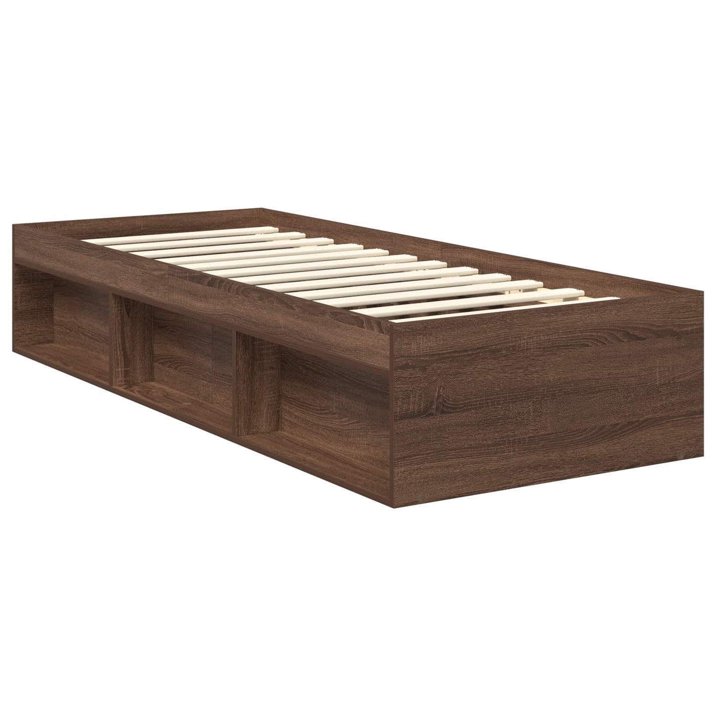 Bed Frame with Headboard Brown Oak 75 x 190 cm Solid Pine Wood