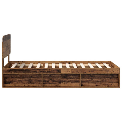 Bed Frame with Headboard Old Wood 75 x 190 cm Solid Pine Wood