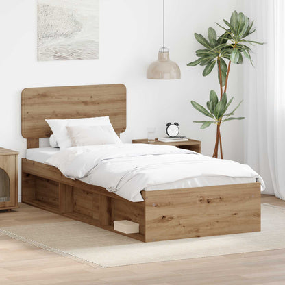 Bed Frame Artisian Oak 75 x 190 cm Solid Pine Wood