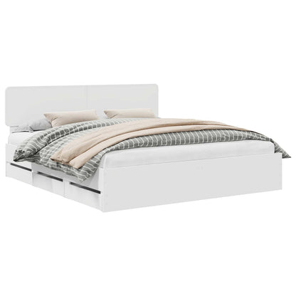 Bed Frame with Headboard White 200 x 200 cm Engineered Wood