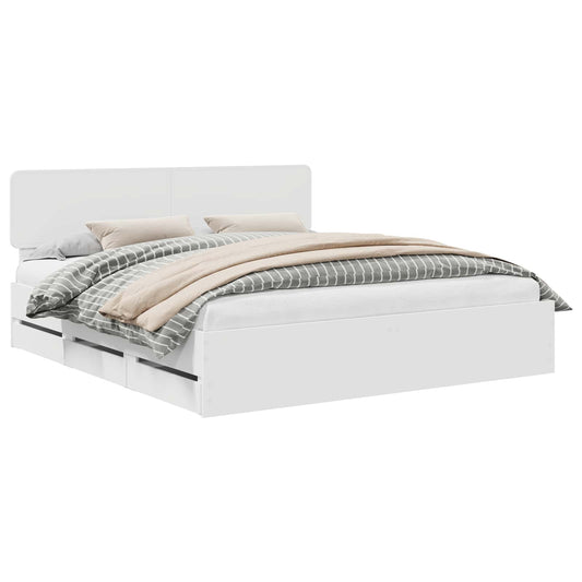 Bed Frame with Headboard White 200 x 200 cm Engineered Wood
