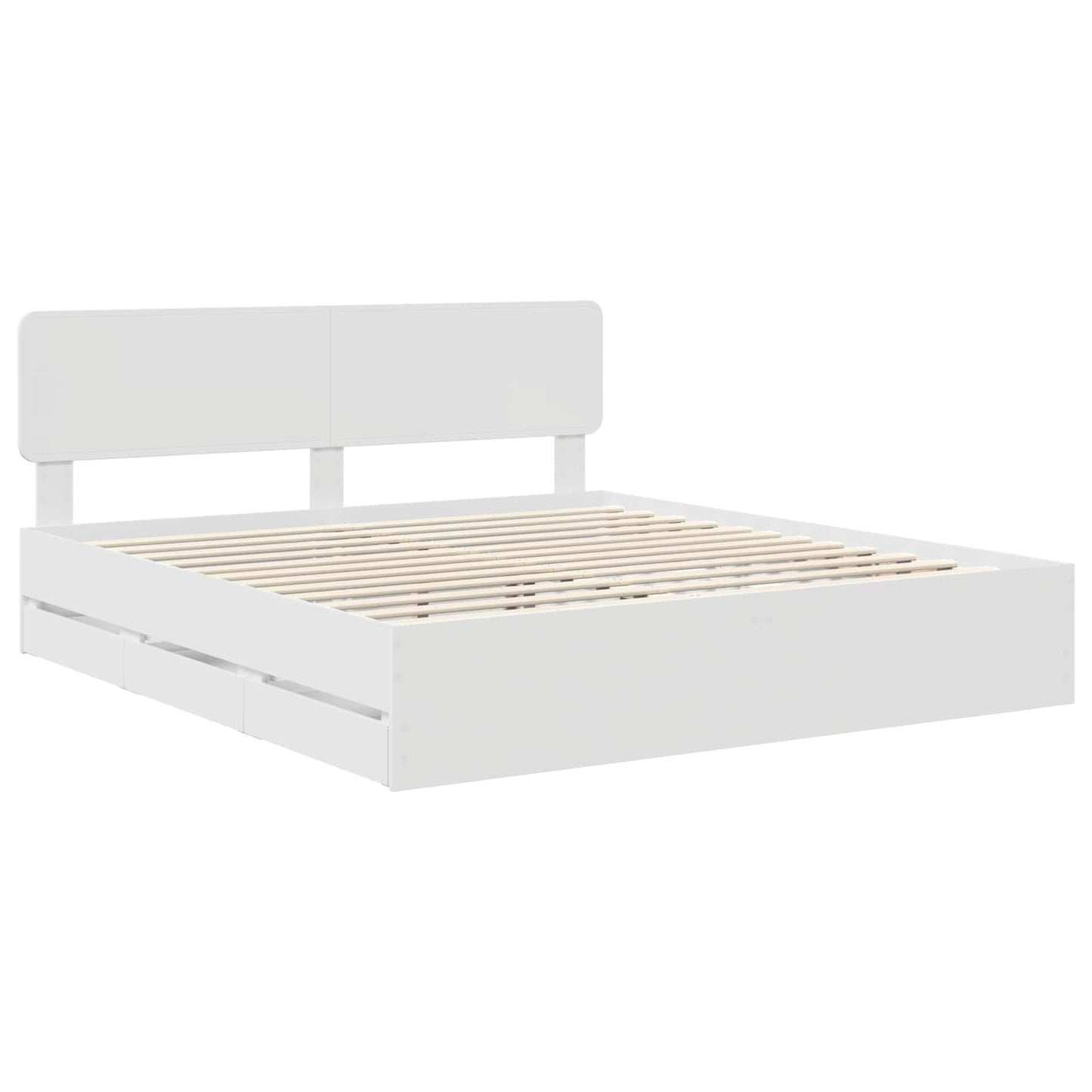 Bed Frame with Headboard White 200 x 200 cm Engineered Wood