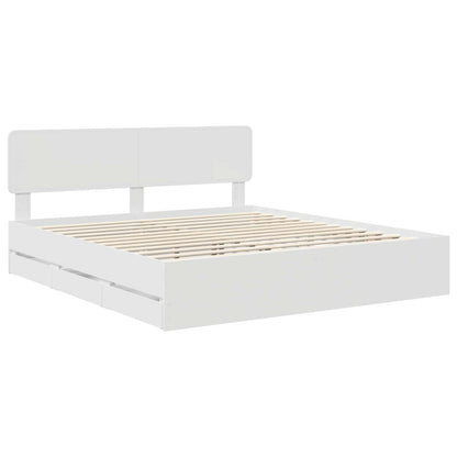 Bed Frame with Headboard White 200 x 200 cm Engineered Wood