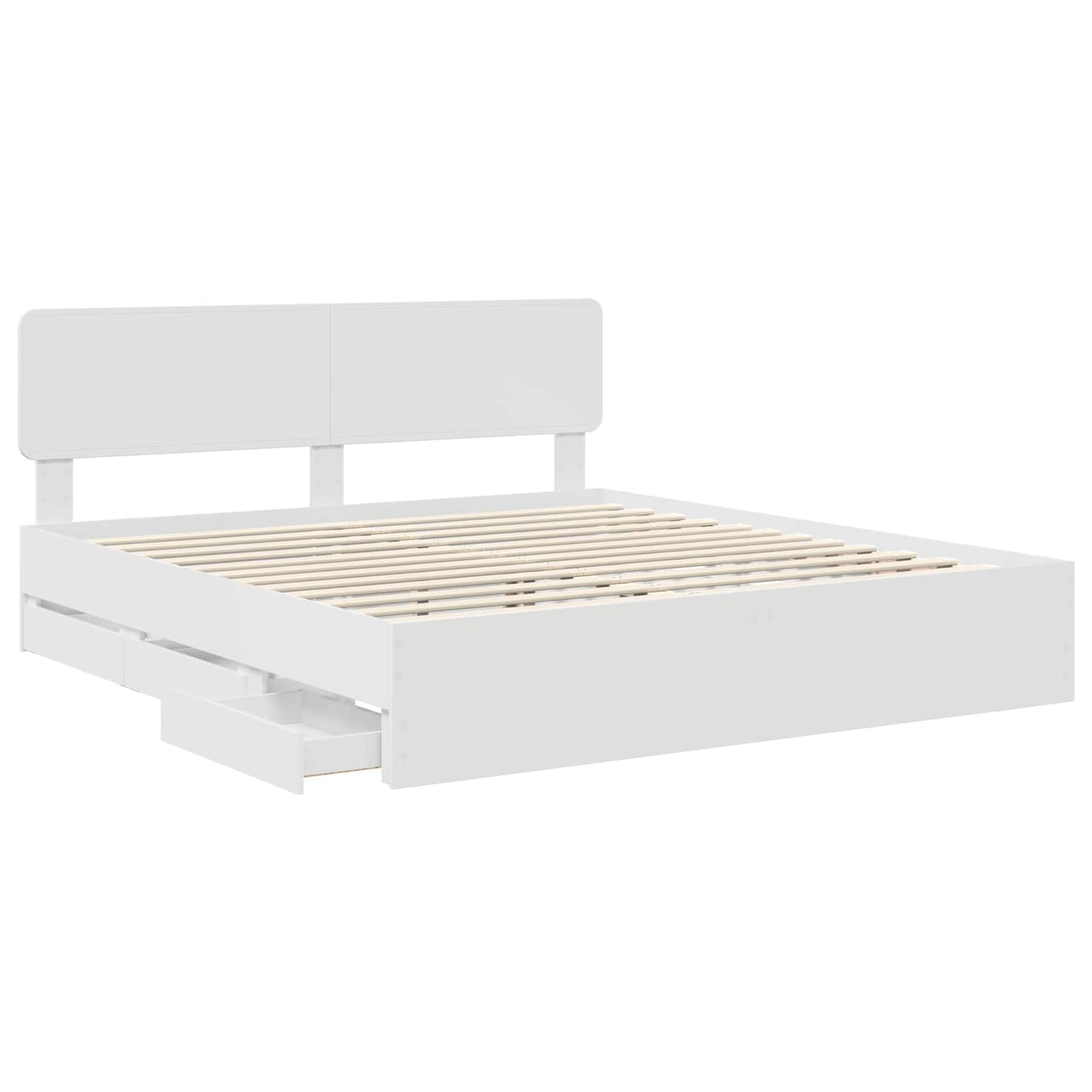 Bed Frame with Headboard White 200 x 200 cm Engineered Wood