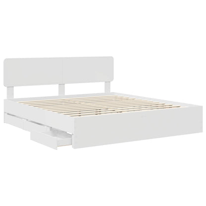 Bed Frame with Headboard White 200 x 200 cm Engineered Wood