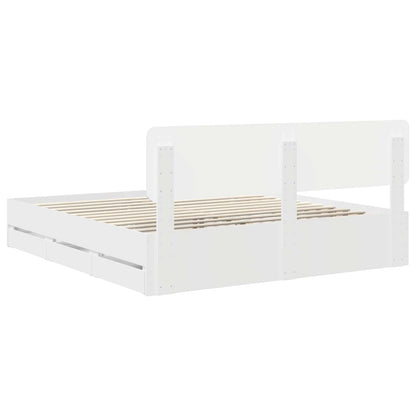 Bed Frame with Headboard White 200 x 200 cm Engineered Wood