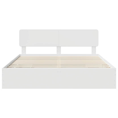Bed Frame with Headboard White 200 x 200 cm Engineered Wood