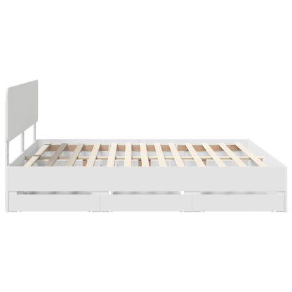 Bed Frame with Headboard White 200 x 200 cm Engineered Wood