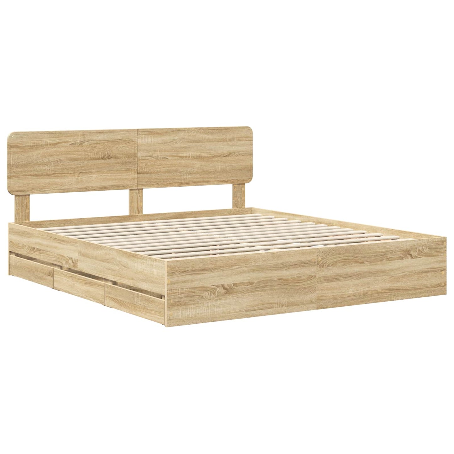 Bed Frame with Drawer Sonoma Oak 200 x 200 cm Engineered Wood