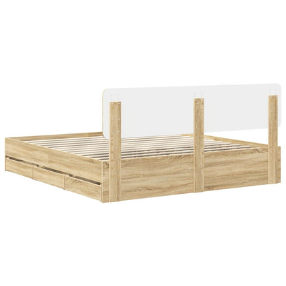 Bed Frame with Drawer Sonoma Oak 200 x 200 cm Engineered Wood