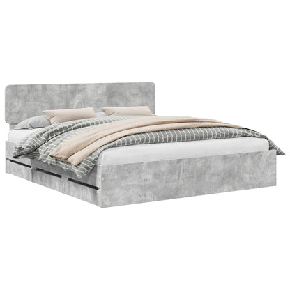 Bed Frame Concrete Grey 200 x 200 cm Engineered Wood