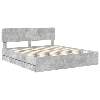 Bed Frame Concrete Grey 200 x 200 cm Engineered Wood