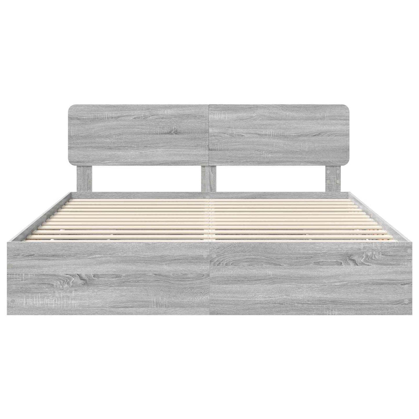 Bed Frame with Drawer Grey Sonoma 200 x 200 cm Engineered Wood