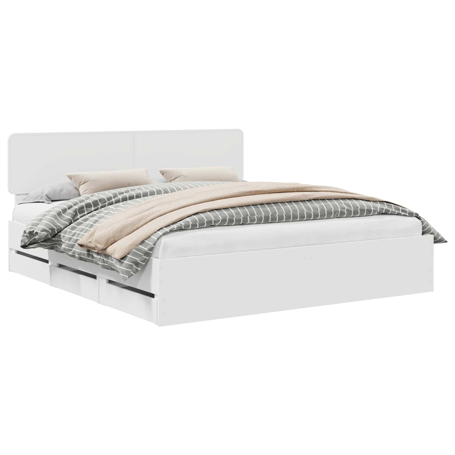 Bed Frame with Headboard White 180 x 200 cm Engineered Wood