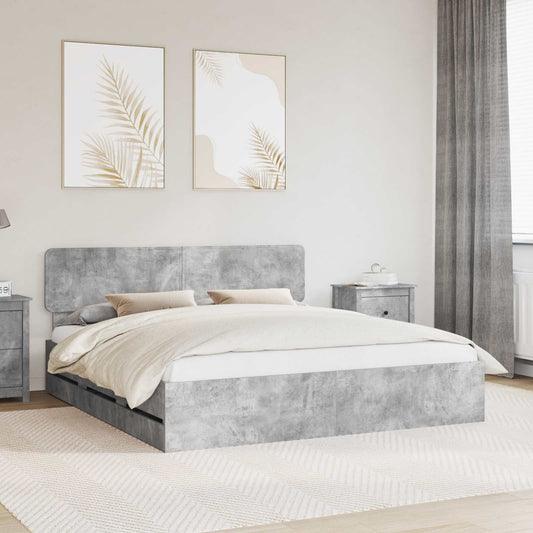 Bed Frame Concrete Grey 180 x 200 cm Engineered Wood
