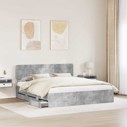 Bed Frame Concrete Grey 180 x 200 cm Engineered Wood