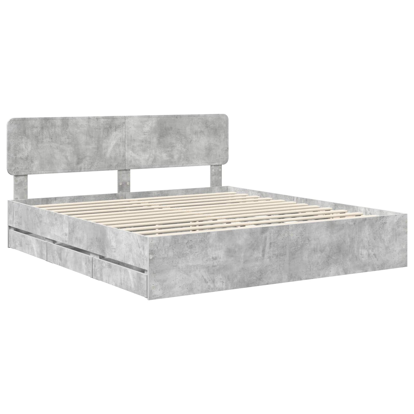 Bed Frame Concrete Grey 180 x 200 cm Engineered Wood