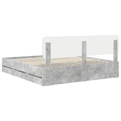 Bed Frame Concrete Grey 180 x 200 cm Engineered Wood