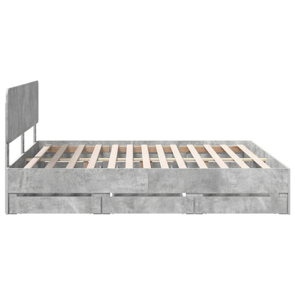 Bed Frame Concrete Grey 180 x 200 cm Engineered Wood