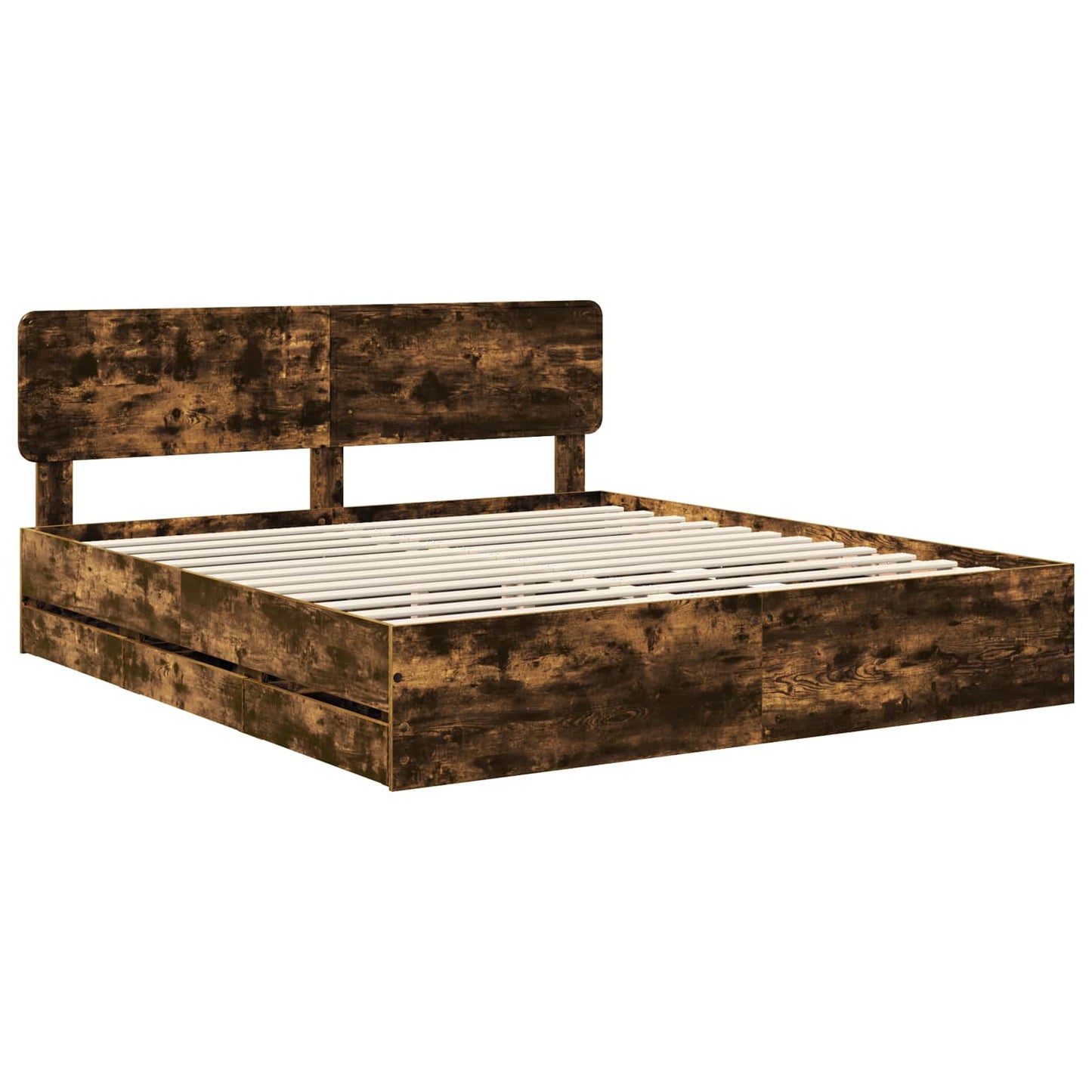 Bed Frame with Drawer Smoked Oak 180 x 200 cm Engineered Wood