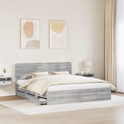 Bed Frame with Drawer Grey Sonoma 180 x 200 cm Engineered Wood